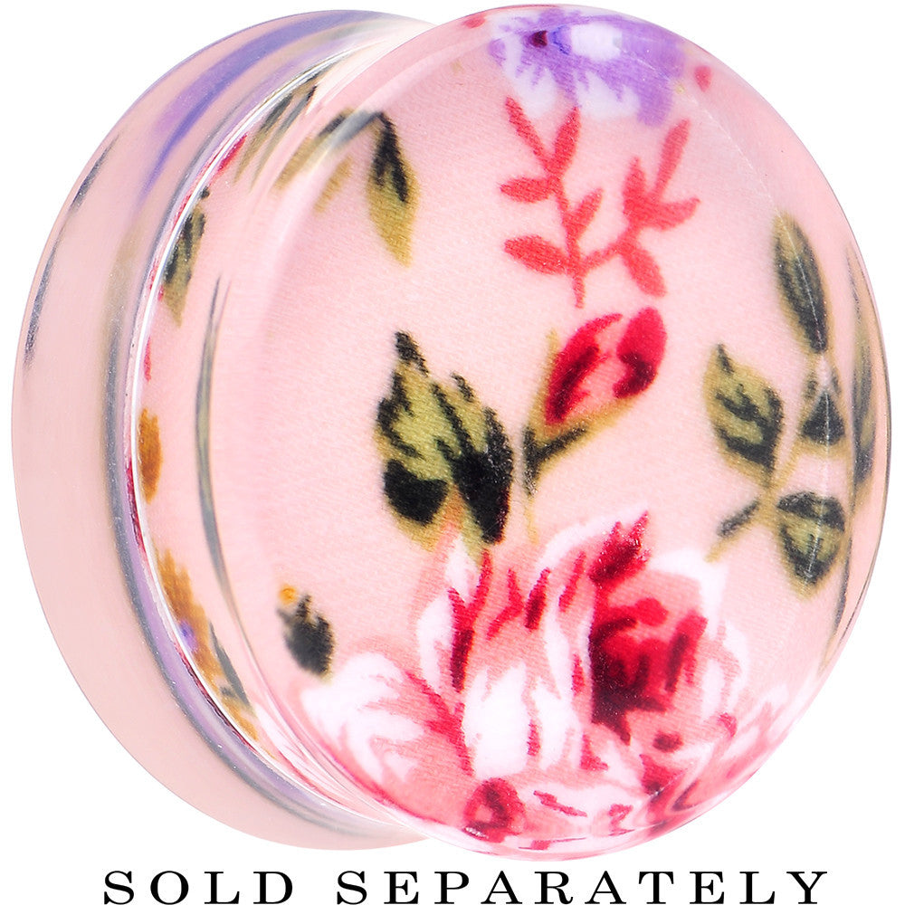 24mm Acrylic Pink Grandma's Wallpaper Flowered Saddle Plug