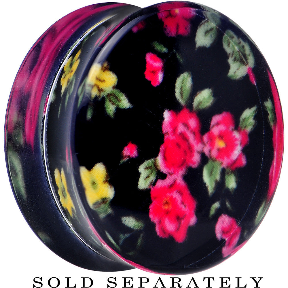 26mm Acrylic Black Multicolored Old Fashioned Flowers Saddle Plug