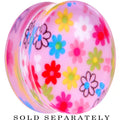 38mm Acrylic Pink Multicolored Flower Power Saddle Plug