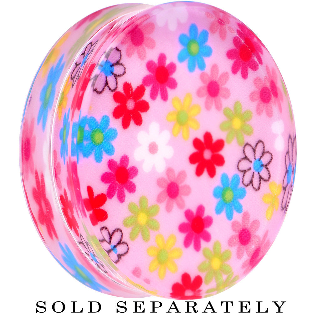 42mm Acrylic Pink Multicolored Flower Power Saddle Plug