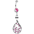 Pink Cubic Zirconia Bubbling Snake Dangle Belly Ring