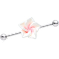 Pink White Beautiful Blossoming Flower Industrial Barbell 37mm