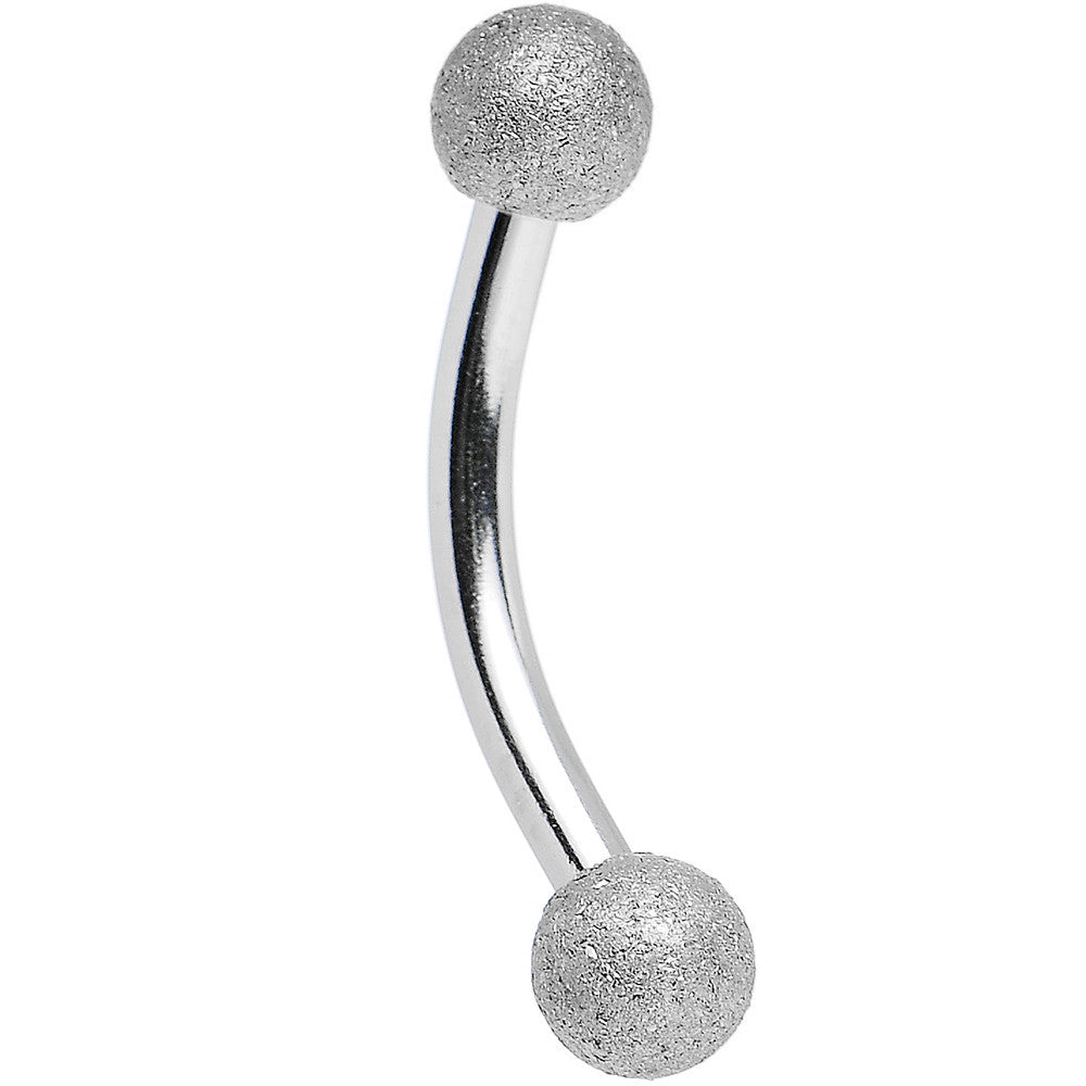 16G 5/16 Silver Sandblasted Steel Curved Eyebrow Ring 3mm Ball