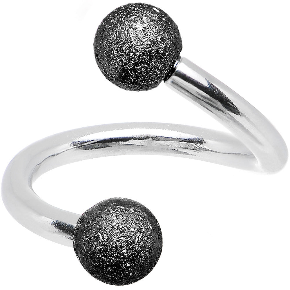 16G 5/16 Black Sandblasted Steel Spiral Barbell 3mm Ball