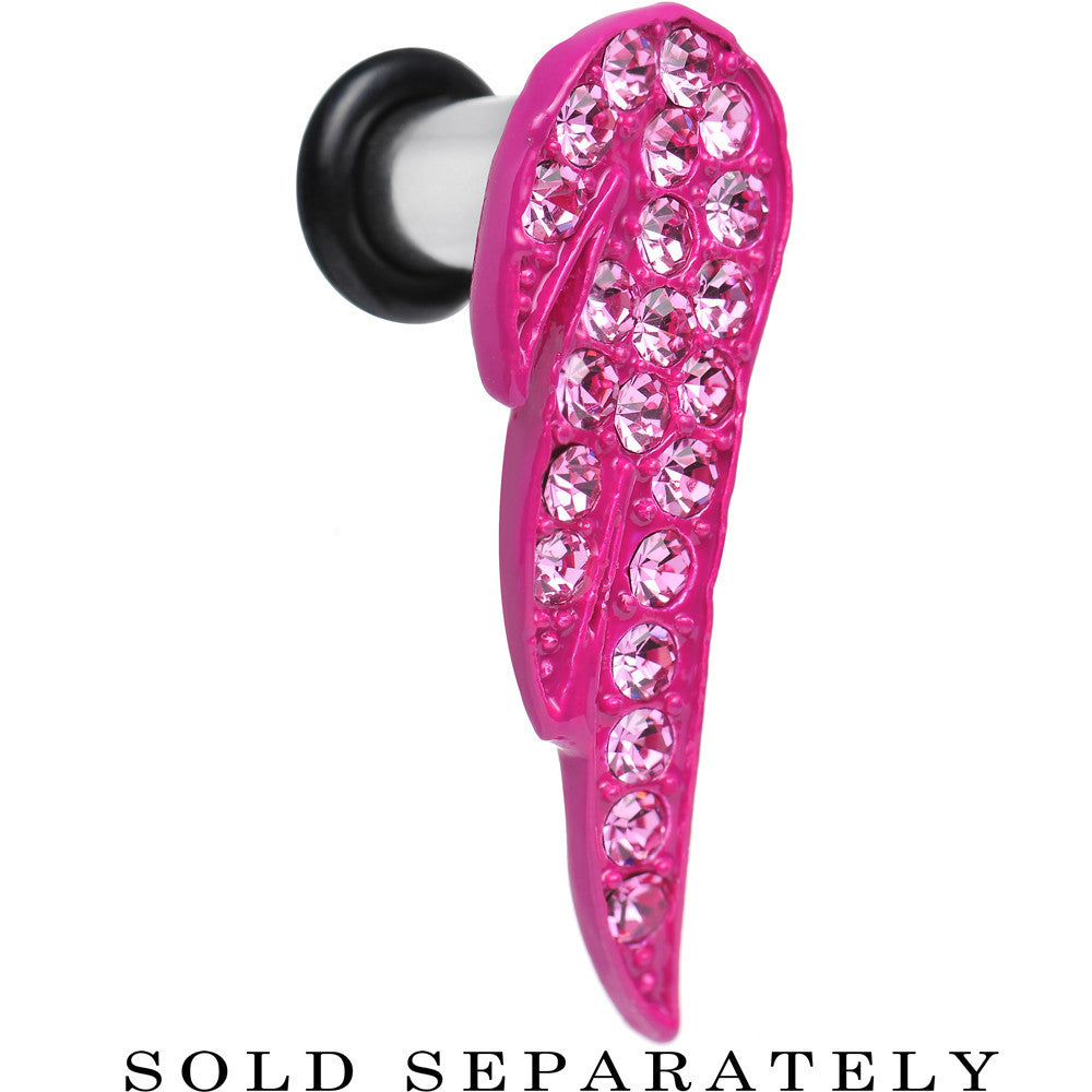 4G Pink Gem Brilliant Angel Wing Single Flare Steel Plug