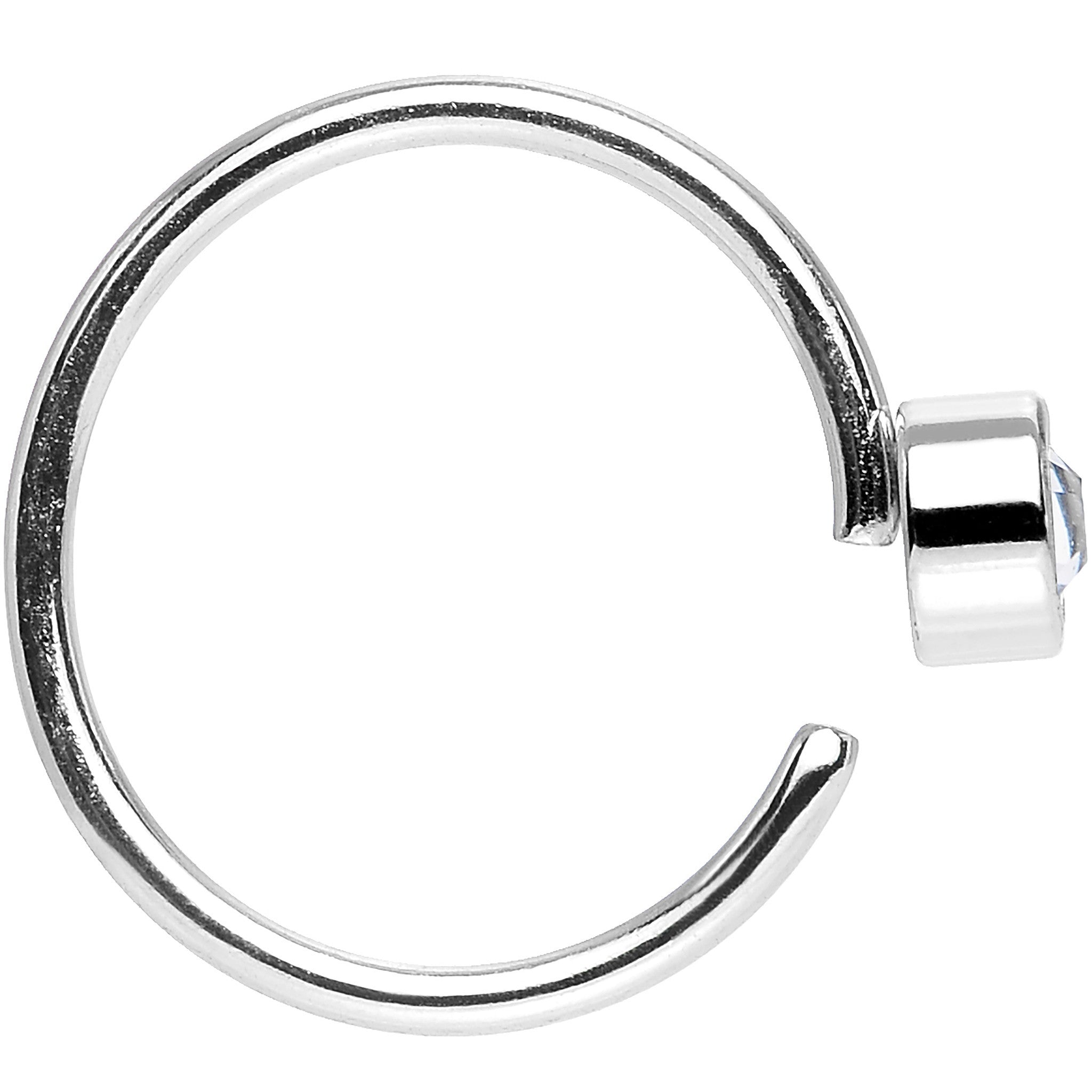 20G 5/16 Stainless Steel Clear Round Cubic Zirconia Nose Hoop