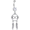Clear Cubic Zirconia Infinity Dreamcatcher Dangle Belly Ring