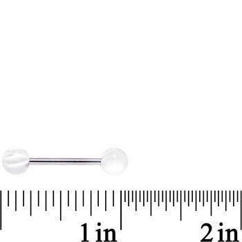 White Acrylic Marvelously Marbled Barbell Tongue Ring