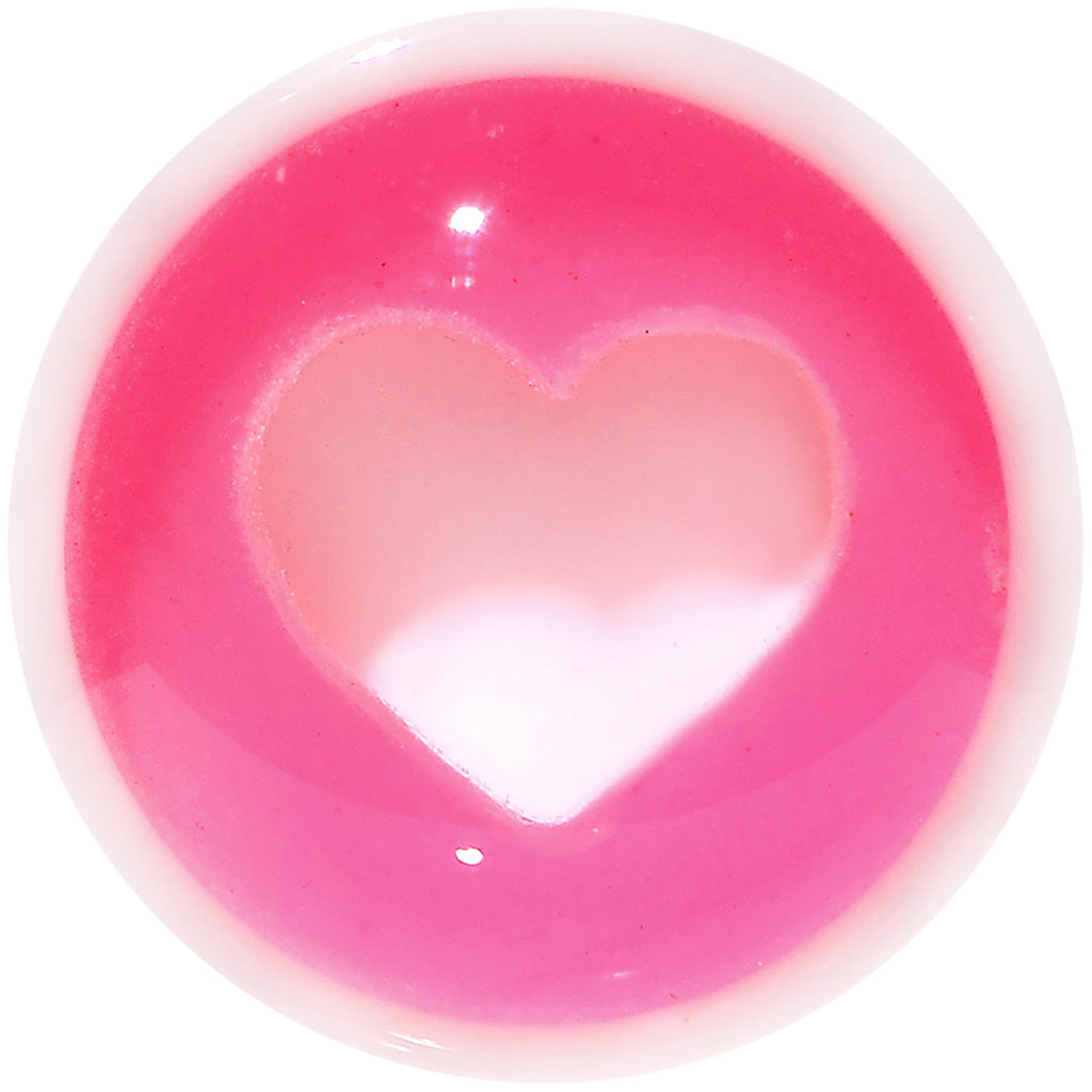 2G White Pink Acrylic Adoring Heart Saddle Plug