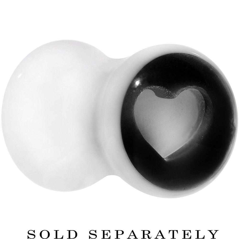 2G White Black Acrylic Adoring Heart Saddle Plug