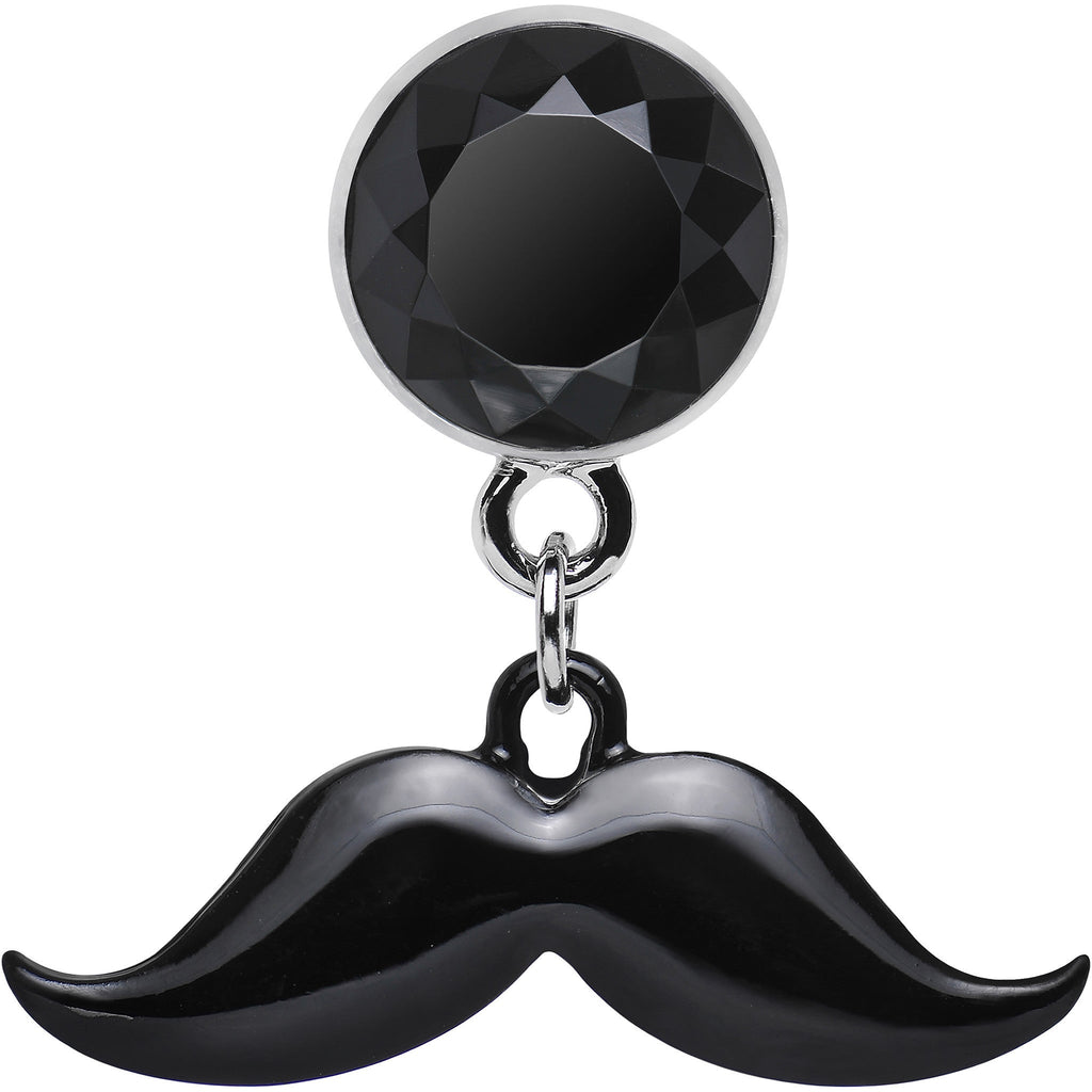 4G Black Dangling Mustache Steel Plug