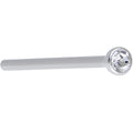 18G 3/4 Clear CZ Steel Straight Fishtail Nose Ring 2mm