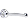 20G 1/4 Clear Bezel Set CZ 14K Solid White Gold Nose Bone 2mm