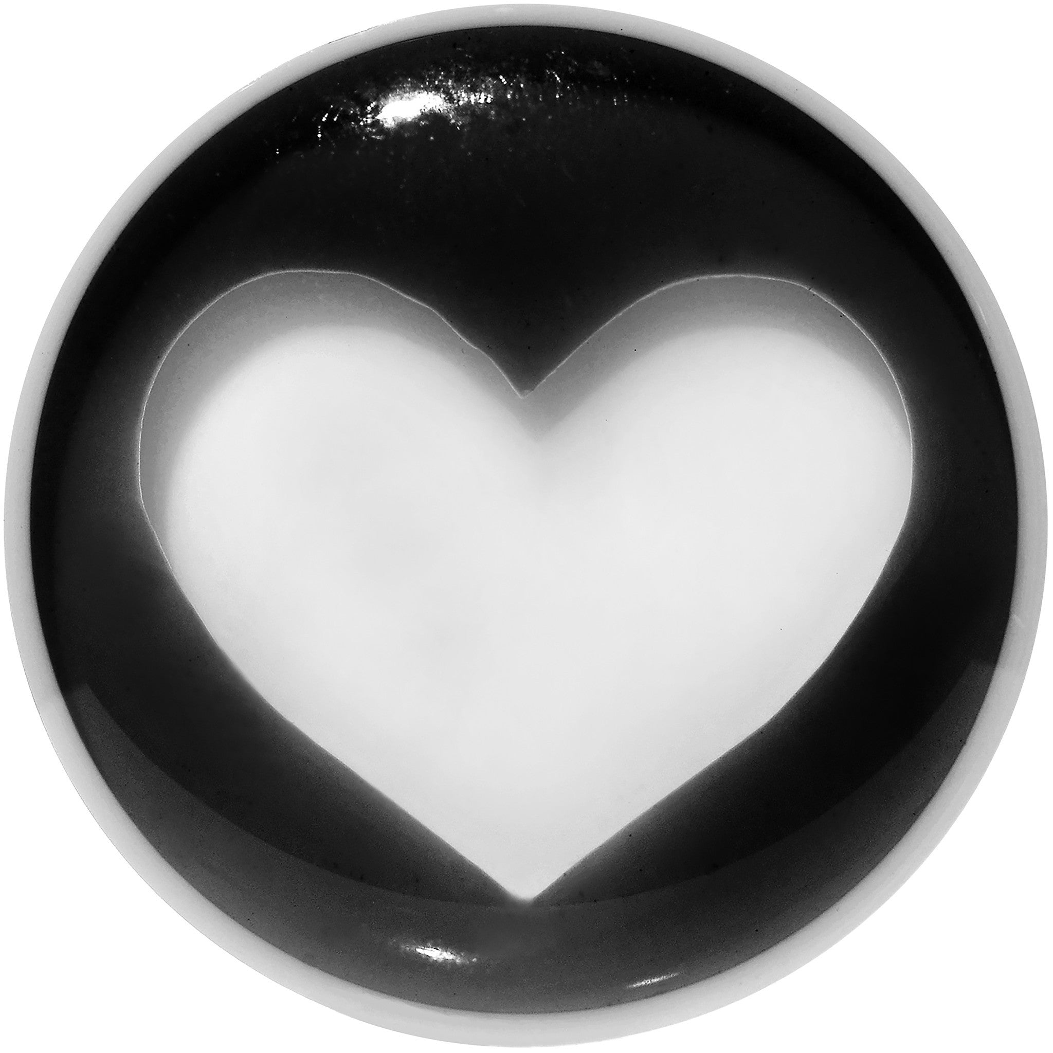 20mm White Black Acrylic Adoring Heart Saddle Plug