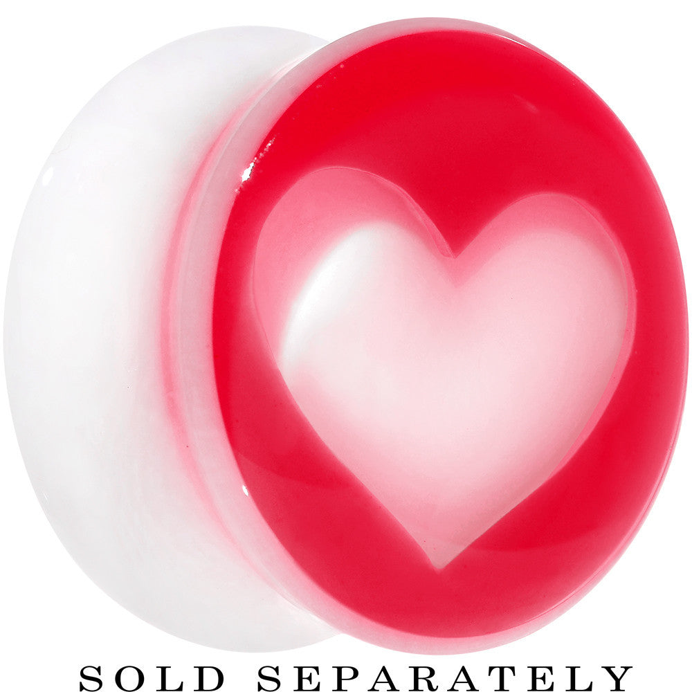 20mm White Red Acrylic Adoring Heart Saddle Plug