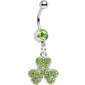 Light Green Gem Almost Lucky Three Leaf Clover Dangle Belly Ring