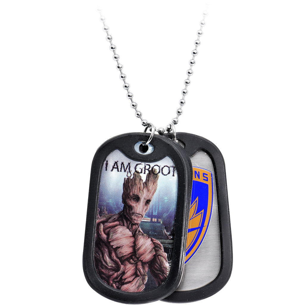 Licensed Steel Guardians and Groot Double Dog Tag Pendant Necklace