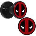 4G Black Acrylic Licensed Deadpool Logo Screw Fit Plug Set