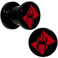 0G Black Acrylic Licensed Black Widow Logo Screw Fit Plug Set