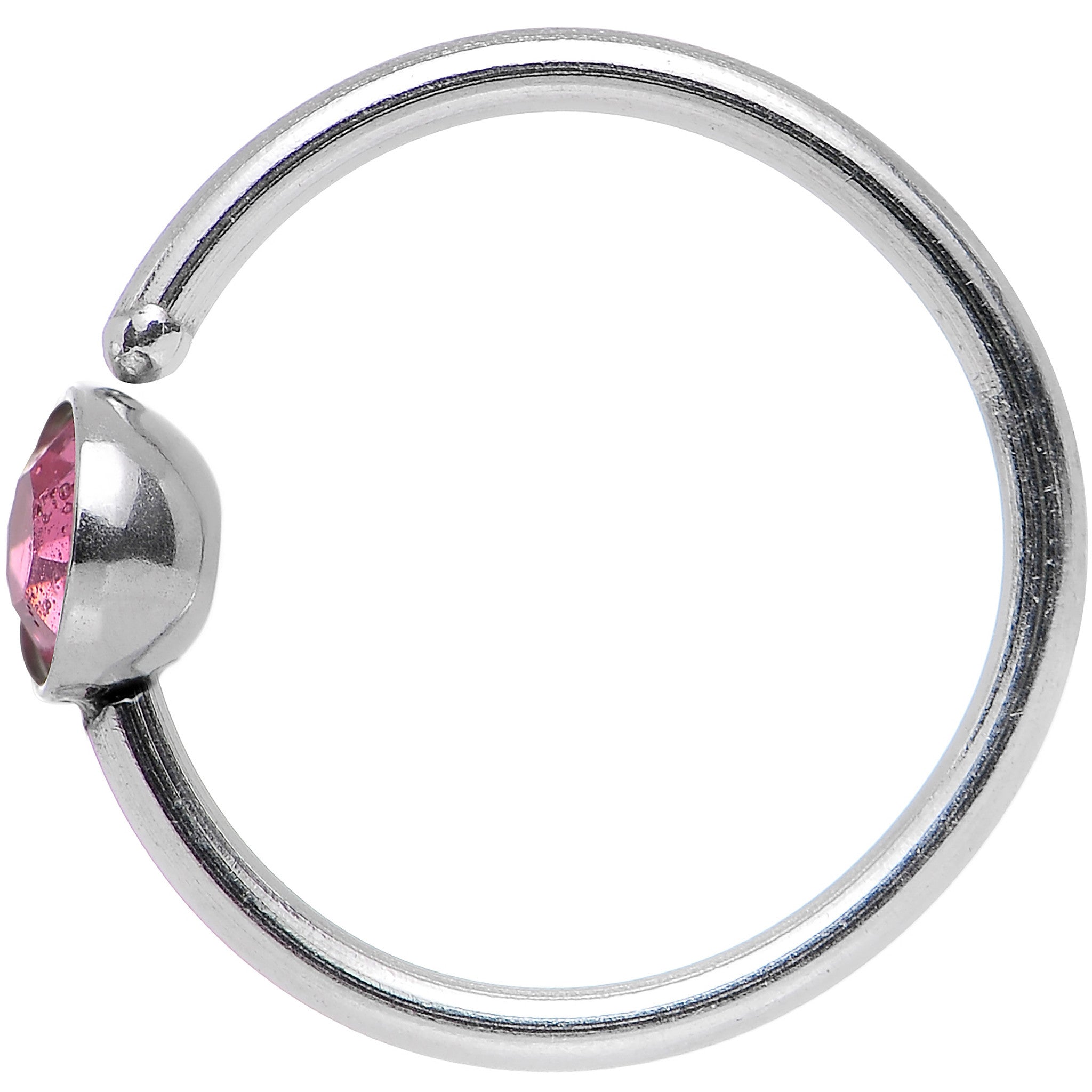 20G 5/16 Stainless Steel Bright Pink Gem Round Nose Hoop