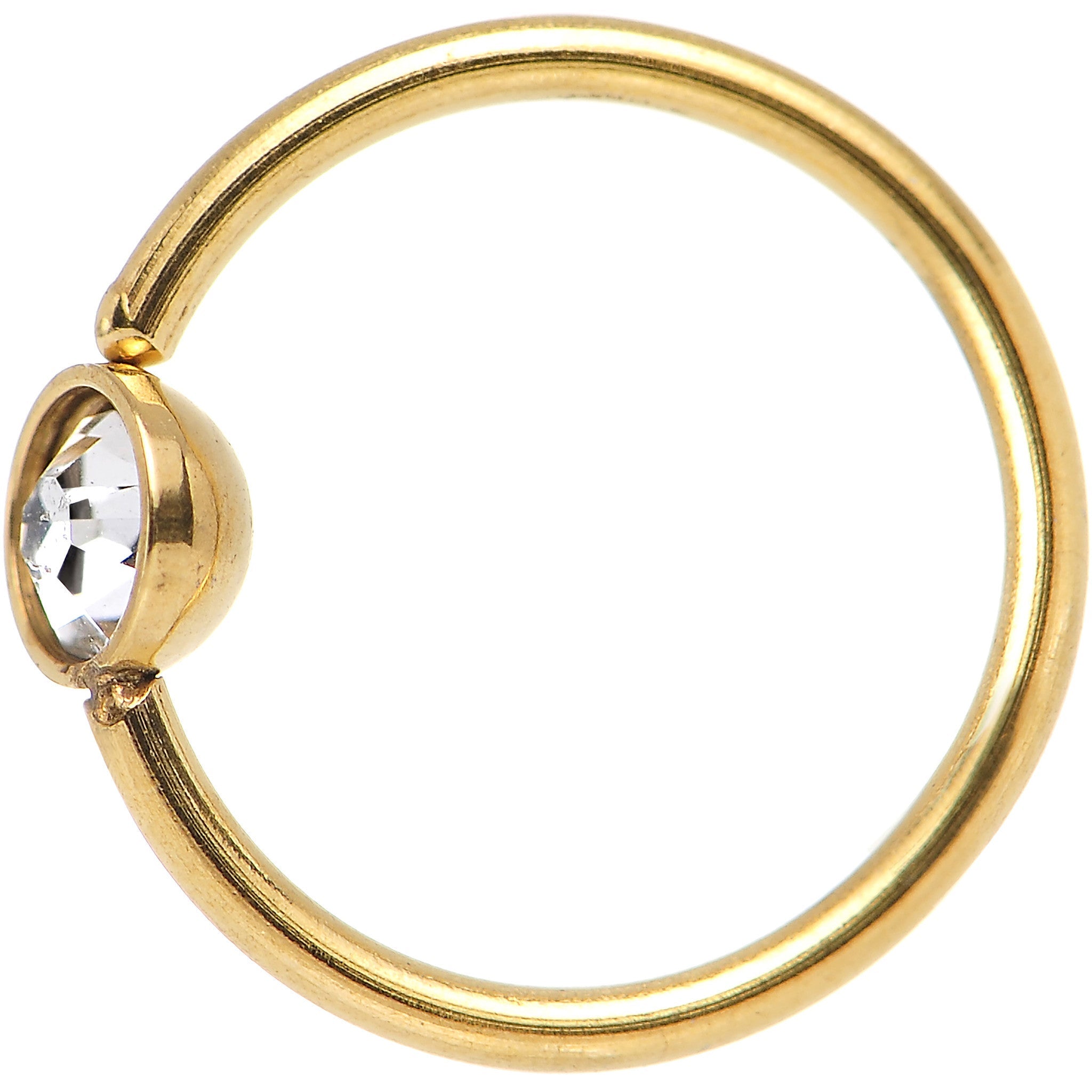 20G 5/16 Gold IP Stainless Steel Bright Clear Gem Nose Hoop