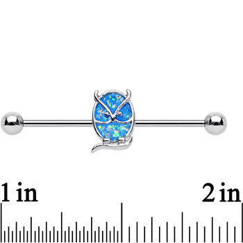Imitation Light Blue Opal Serious Owl Industrial Barbell