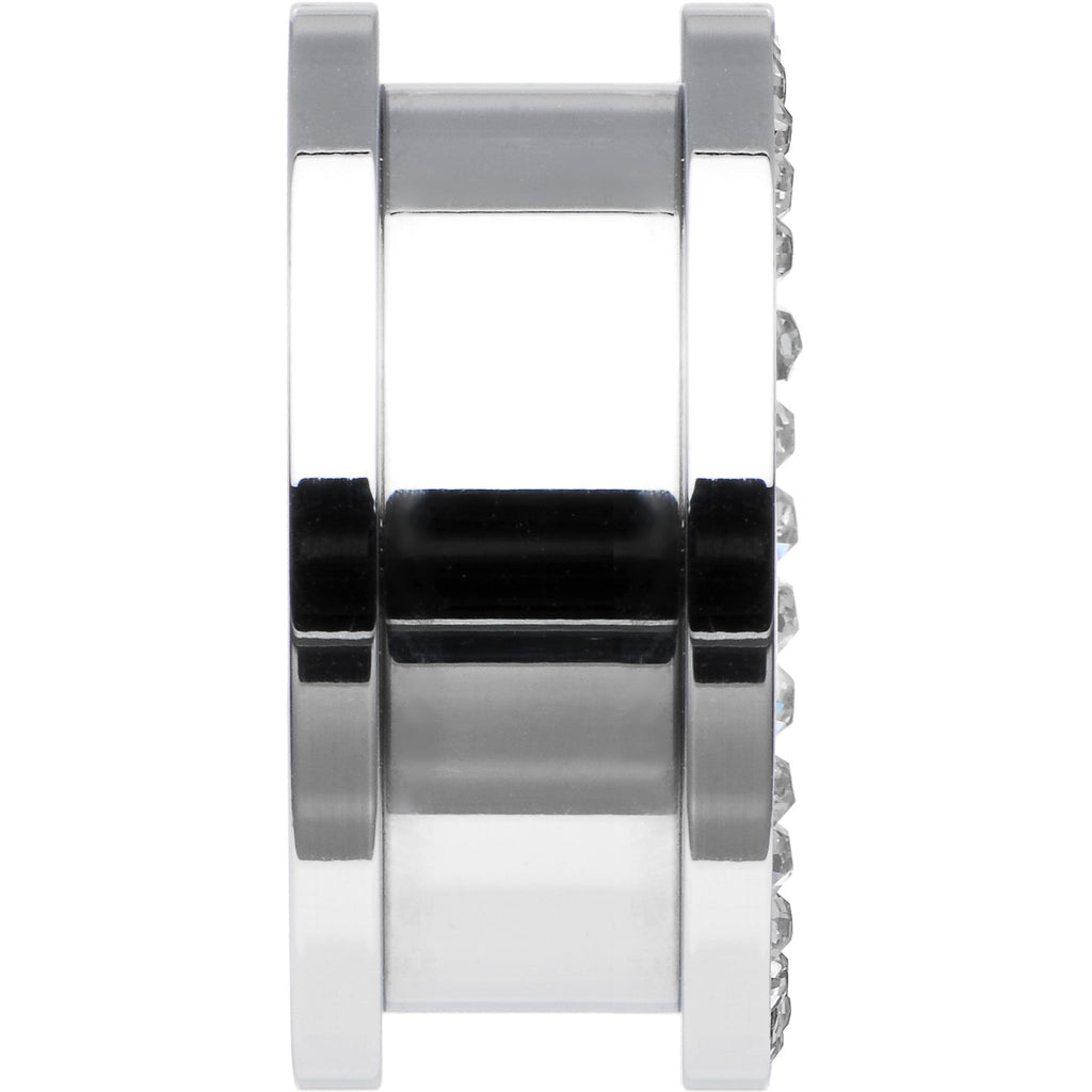 20mm Stainless Steel Clear Gem Red Heart Tunnel Plug