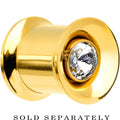 0G Gold IP Clear CZ Double Flare Screw Fit Tunnel