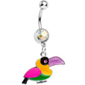 Aurora Gem Multicolored Parrot Dangle Belly Ring