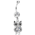 Clear Gem Burrowing Owl Dangle Belly Ring