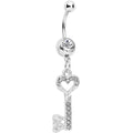 Clear Gem Key to Unlock Love Dangle Belly Ring