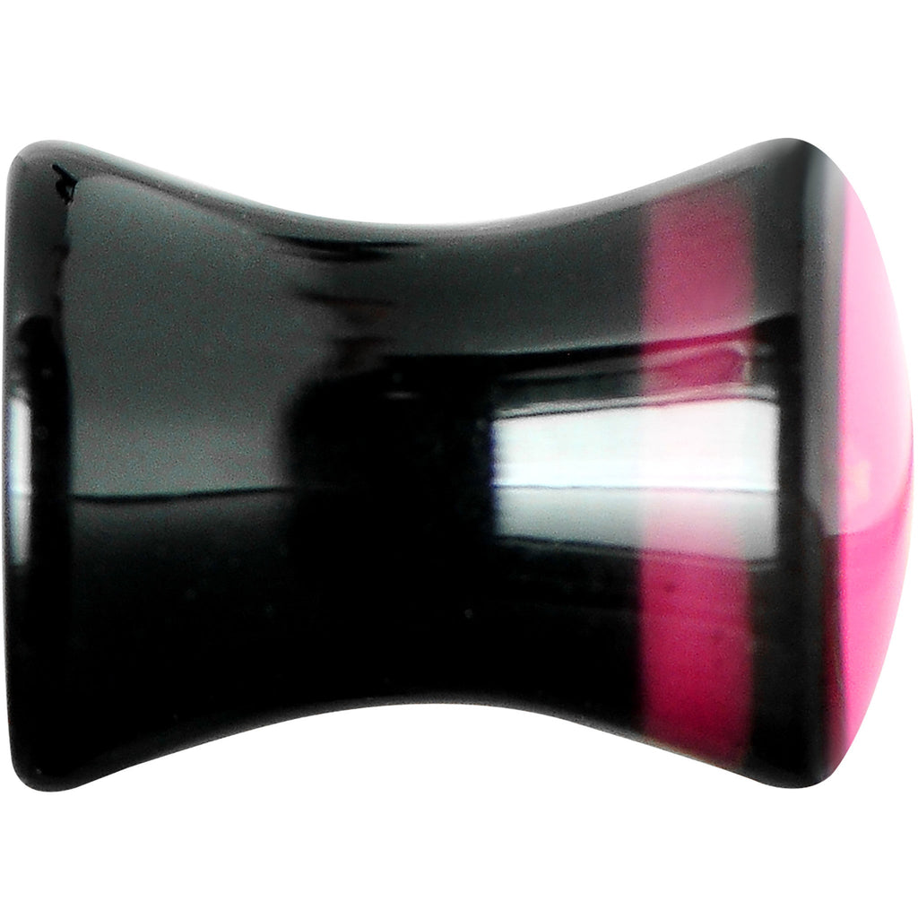 2G Black Acrylic Hot Pink Heart Saddle Plug