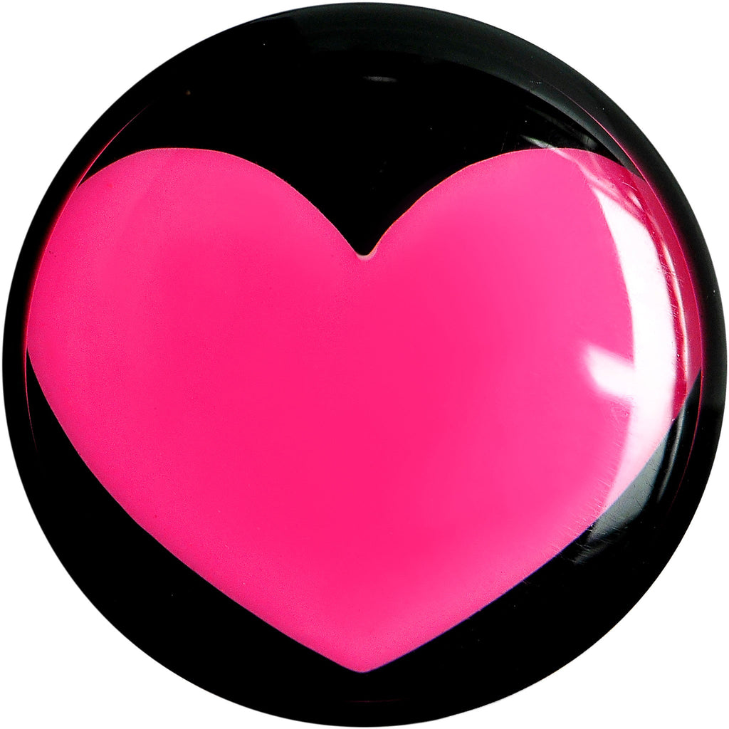 2G Black Acrylic Hot Pink Heart Saddle Plug