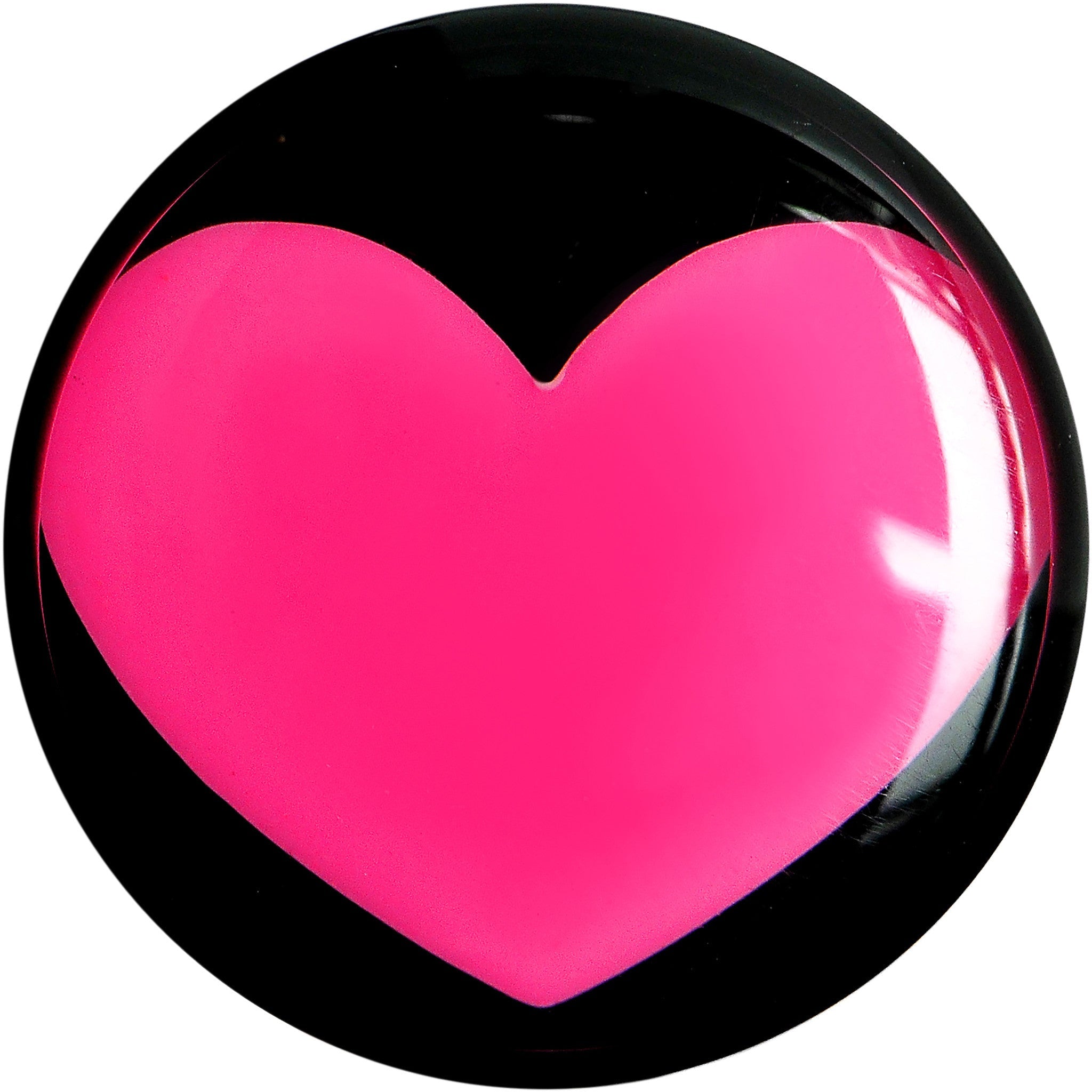 2G Black Acrylic Hot Pink Heart Saddle Plug