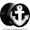 00G Black Acrylic Drop the White Anchor Saddle Plug