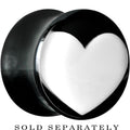 1/2 Black Acrylic White Heart Saddle Plug
