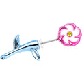 316L Stainless Steel Blue Pink Flower Cheater Taper