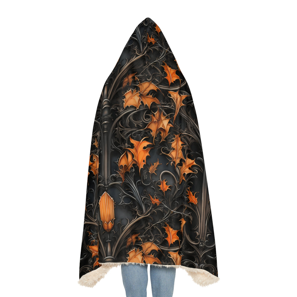 Timeless Elegance: AOP Snuggle Blanket with Black Columns and Golden Fallen Leaves 🍂✨