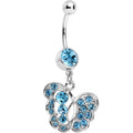 Blue Gem Fancy Butterfly Dangle Belly Ring