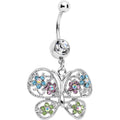 Multicolored Gem Butterfly Dangle Belly Ring