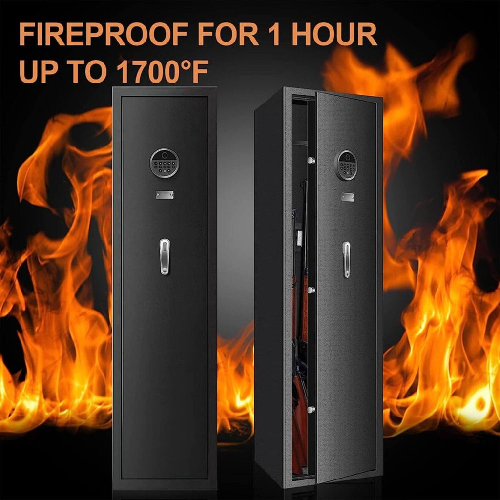 Heavy-Duty 57-Inch Anti-Theft Fireproof Biometric Gun Rifle Pistol Safe For Home, 11-12 Guns (SAK53816)