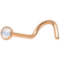 Rose Gold IP 2mm White Imitation Opalite Stone Nose Screw