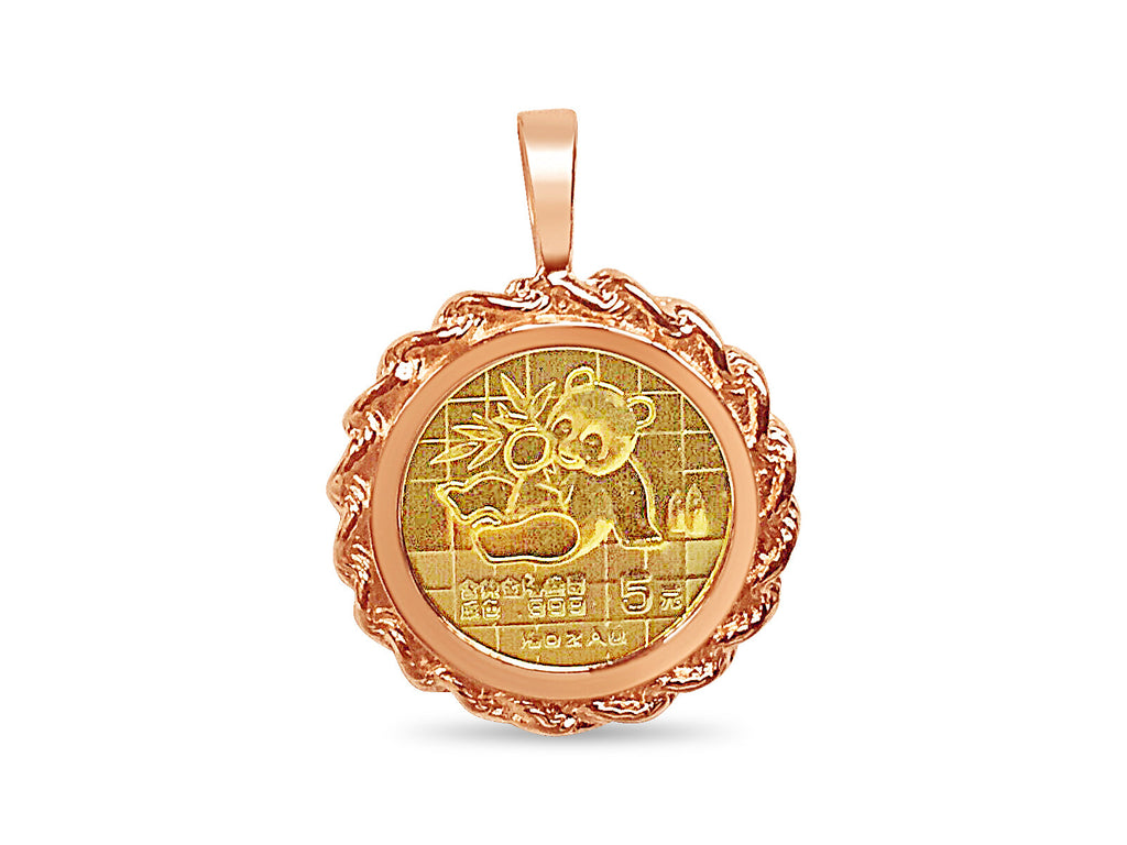 Fancy Solid White/Yellow/Rose Gold Handmade Coin Pendant , Chinese Panda Bear Coin ,