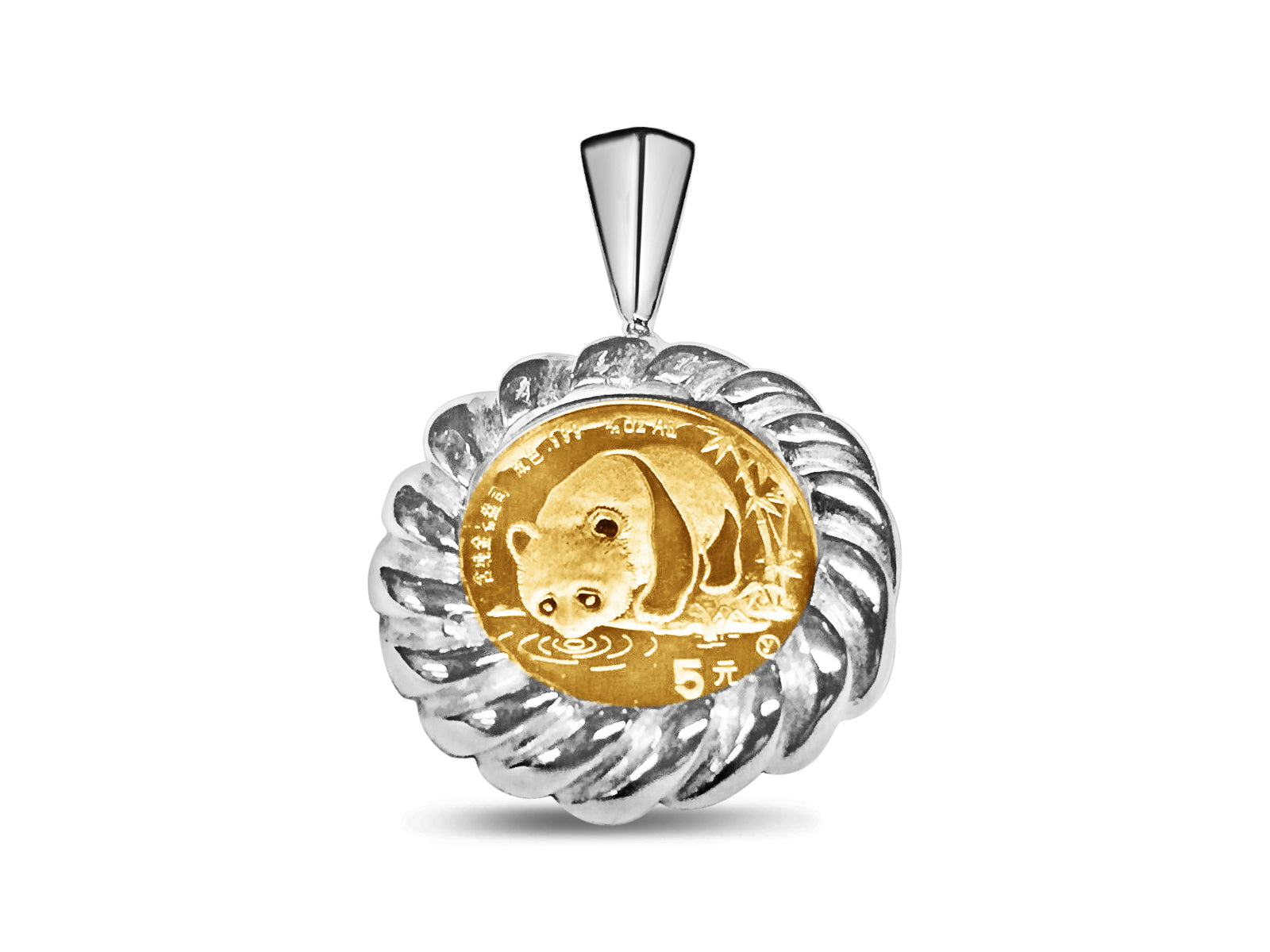 Fancy Solid White/Yellow/Rose Gold Handmade Coin Pendant , Chinese Panda Bear Coin ,