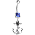 Royal Blue Gem Mermaid's Anchor Dangle Belly Ring