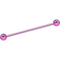 Pink Anodized Titanium Double Gem Industrial Barbell 35mm