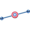 Licensed Blue Anodized Captain America Logo Industrial Barbell 35mm