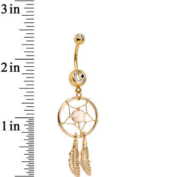 Dream Catcher Feather Belly Ring Created with Crystals