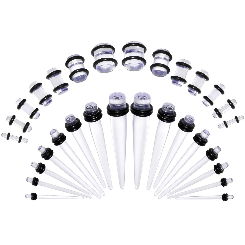 Clear Acrylic Taper Plug Kit - 32 Piece 14 to 00G Ear Stretchers