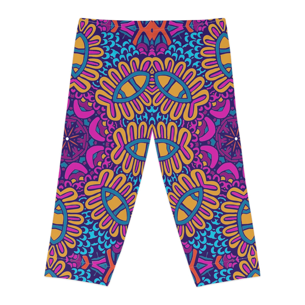 Colorful Boho Bliss Capri Leggings Women's Capri Leggings (AOP)